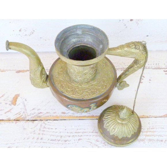Primitive metal decorative dragon vintage tea pot - Picture 3 of 5